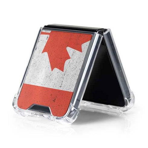 Canada Flag Distressed Galaxy Z Flip5 5G Clear Case